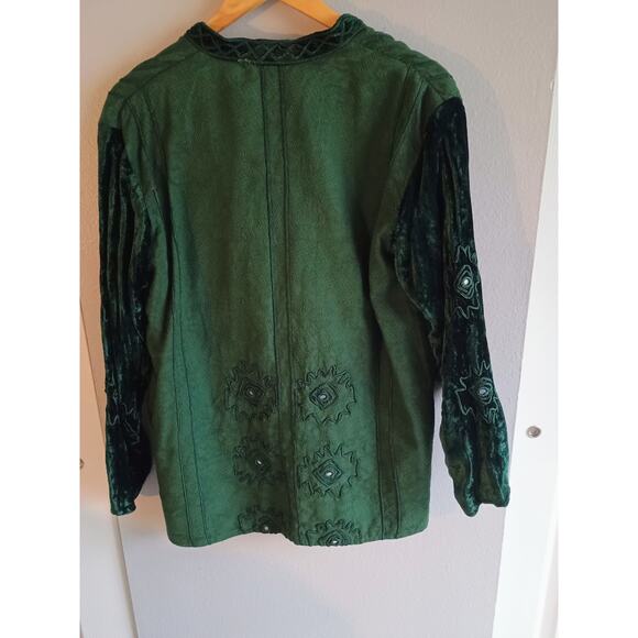 Anii by natural embroidered fantastical goblin Core whimsical deep green shirt - Picture 2 of 12